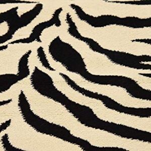 Unique Loom Wildlife Collection Animal Inspired with Zebra Design Area Rug, 2 ft 7 in x 10 ft, Ivory/Black