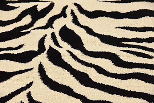 Unique Loom Wildlife Collection Animal Inspired with Zebra Design Area Rug, 2 ft 7 in x 10 ft, Ivory/Black