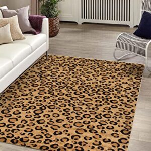 Unique Loom Wildlife Collection Area Rug - Leopard (5' 3" x 8' Rectangle, Light Brown/ Black)