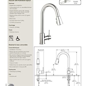 Plumb Pak URB78CCP Single Handle Pull Down Kitchen Faucet with Dual Spray Pattern and Pause Button, Polished Chrome