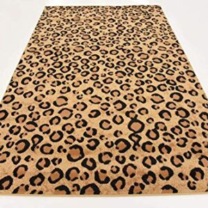 Unique Loom Wildlife Collection Area Rug - Leopard (5' 3" x 8' Rectangle, Light Brown/ Black)