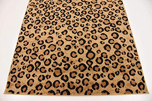 Unique Loom Wildlife Collection Area Rug - Leopard (5' 3" x 8' Rectangle, Light Brown/ Black)