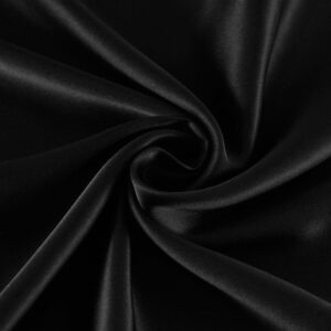 maxfeel 100% pure mulberry silk charmuse solid dyed fabric multicolor for bedding dress sold by yard or by half a yard (sold by the yard, #black)