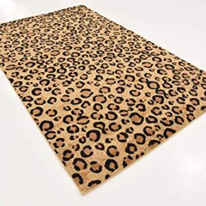 Unique Loom Wildlife Collection Area Rug - Leopard (5' 3" x 8' Rectangle, Light Brown/ Black)