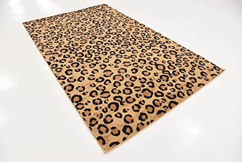 Unique Loom Wildlife Collection Area Rug - Leopard (5' 3" x 8' Rectangle, Light Brown/ Black)