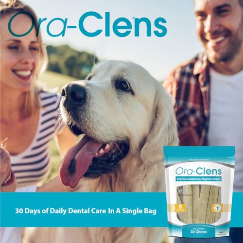 Ora-Clens Oral Hygiene Chews for Large Dogs-Enzymatic Dental Treats for Daily Oral Care, Cleans Teeth and Freshens Breath, Reduces Plaque, Bacteria and Tartar Build Up Without Brushing-30 Chews