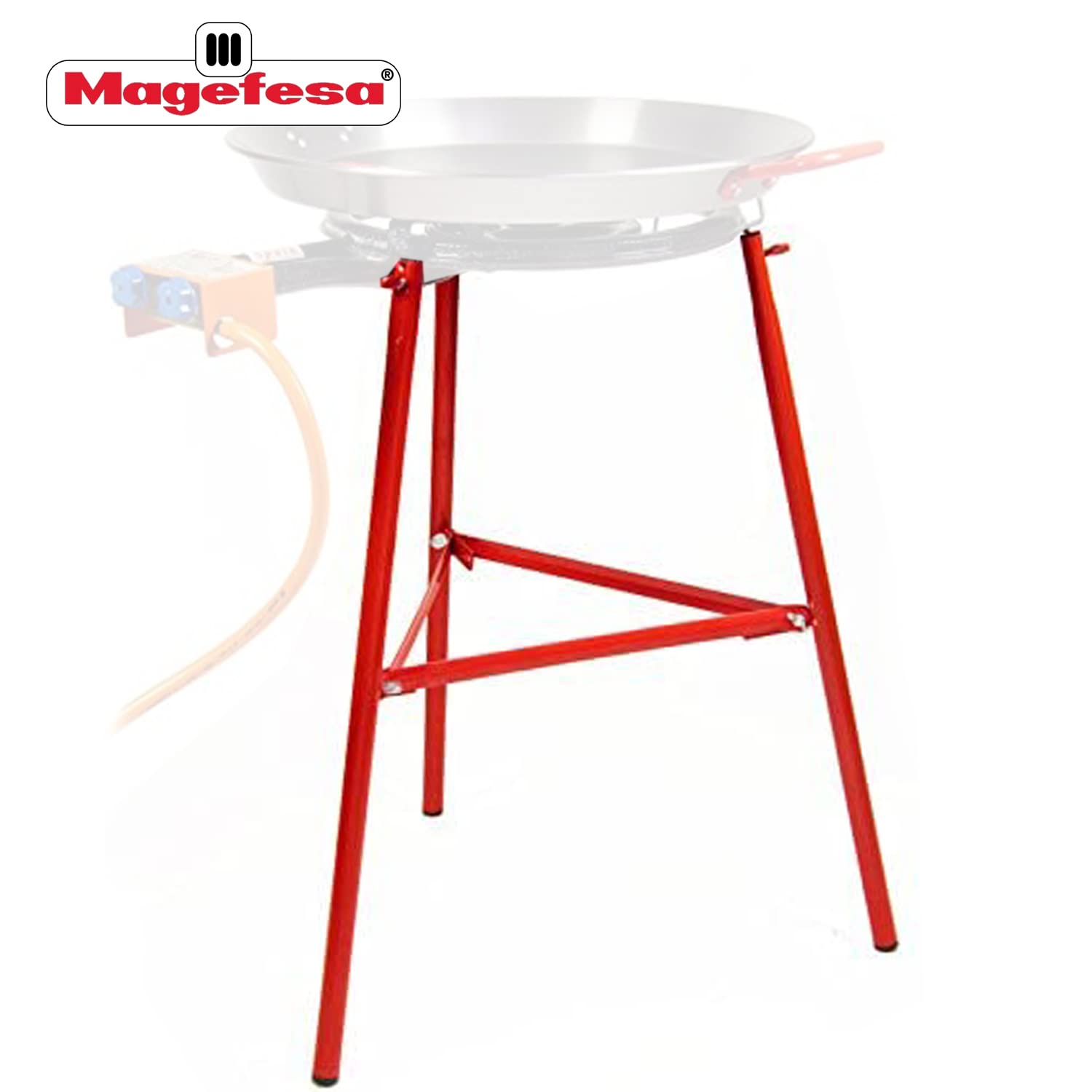 MAGEFESA ® Heavy duty reinforced burner tripod 30 inches tall, perfect for paella pan makers, compatible with almost all burners on the market (Burner not included)(Red)