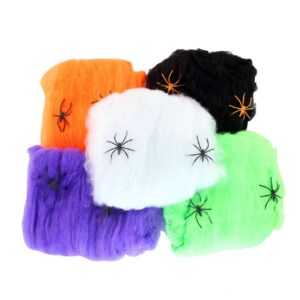 cinlan 5pcs halloween haunted house bar decoration supplies cobweb spider with a small spider colored cotton