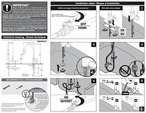 Plumb Pak URB78CCP Single Handle Pull Down Kitchen Faucet with Dual Spray Pattern and Pause Button, Polished Chrome