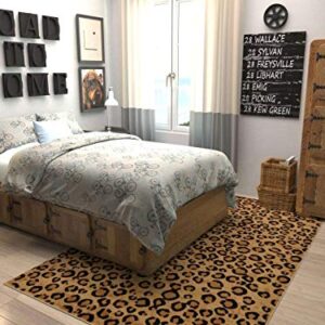 Unique Loom Wildlife Collection Area Rug - Leopard (5' 3" x 8' Rectangle, Light Brown/ Black)