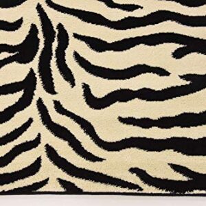 Unique Loom Wildlife Collection Animal Inspired with Zebra Design Area Rug, 2 ft 7 in x 10 ft, Ivory/Black