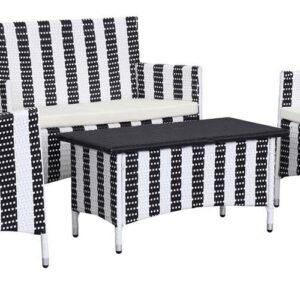 Safavieh Outdoor Collection Figueroa Black and White 4-Piece Patio Set