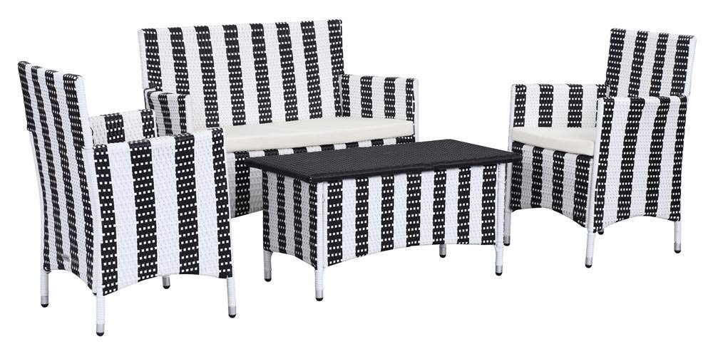 Safavieh Outdoor Collection Figueroa Black and White 4-Piece Patio Set