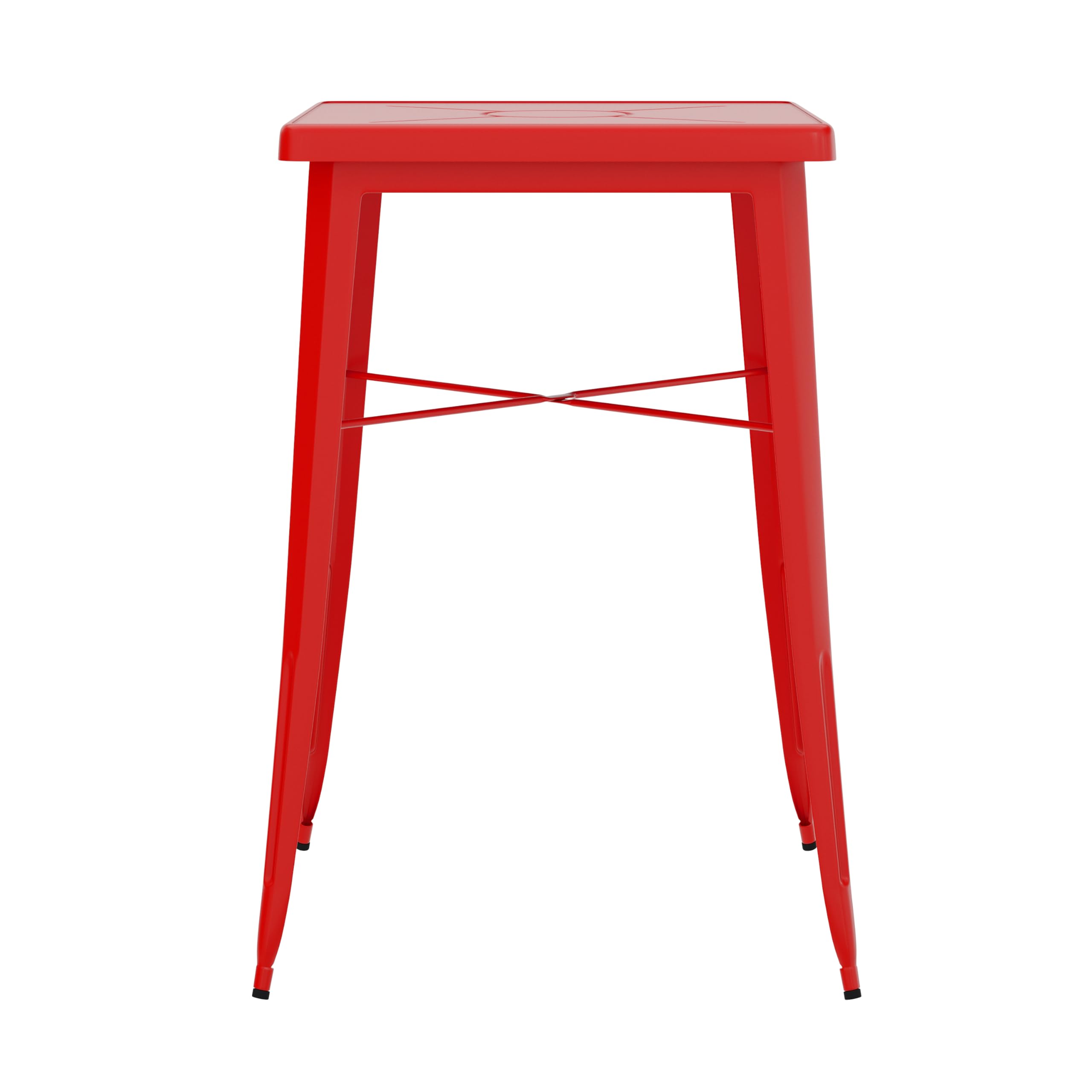 Flash Furniture Aaron Commercial Grade 23.75" Square Red Metal Indoor-Outdoor Bar Height Table