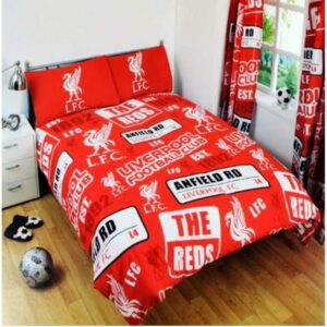 liverpool f.c. official patch double duvet cover set - red