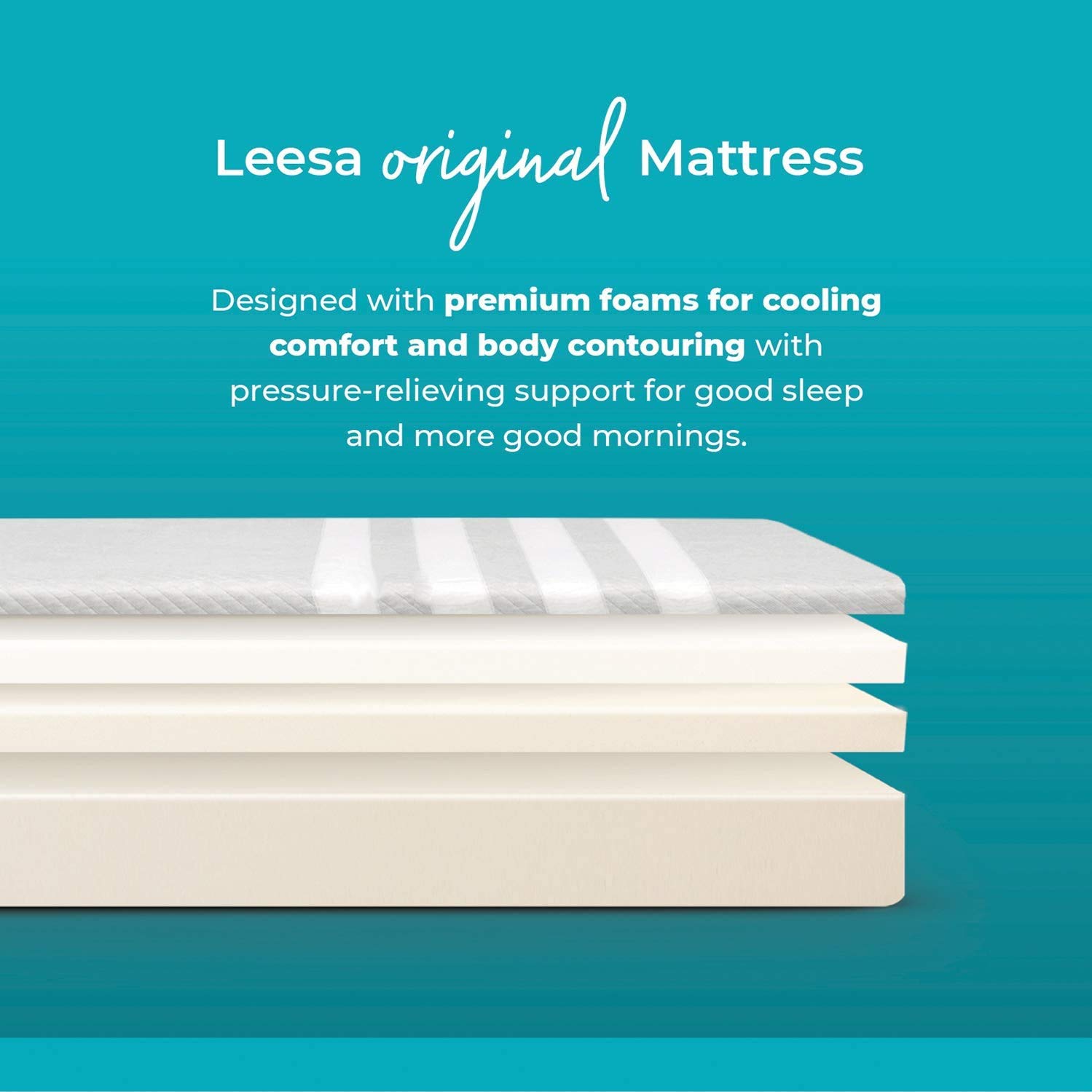 Leesa Original Foam 10" Mattress, Full Size, Cooling Foam and Memory Foam / CertiPUR-US Certified / 100-Night Trial, Grey