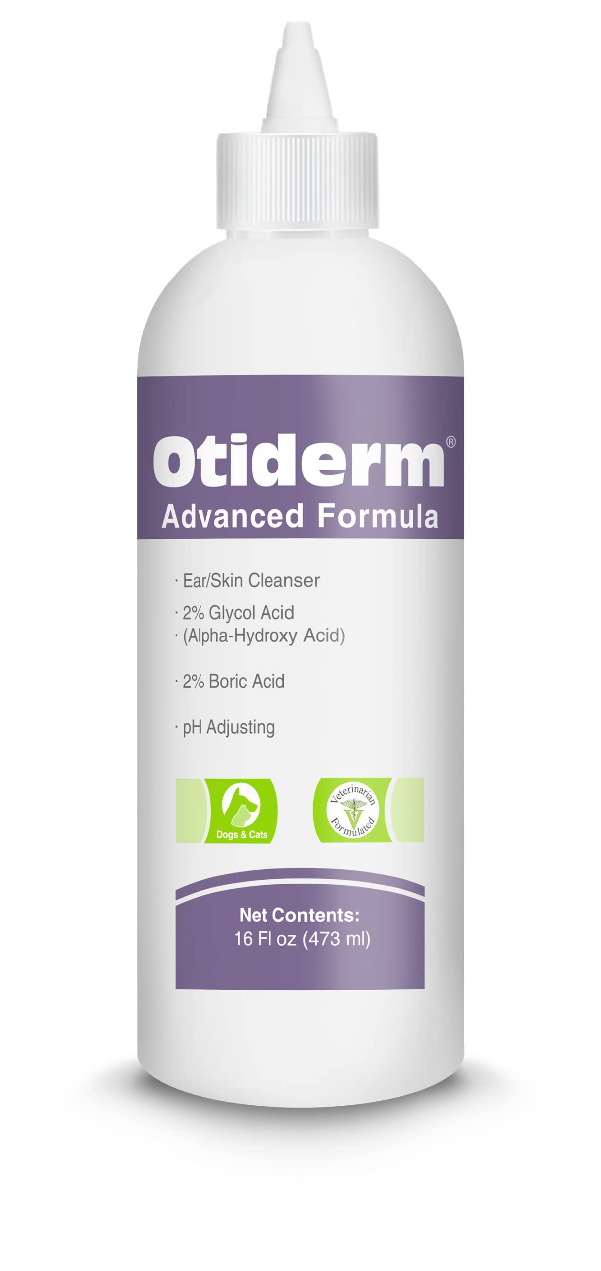 Otiderm Advanced Formula for Dogs and Cats - Deodorize and Gently Clean - Anti-Irritant Formula with Neutral pH and Aloe Vera - Healthy Ears - 16 fl oz