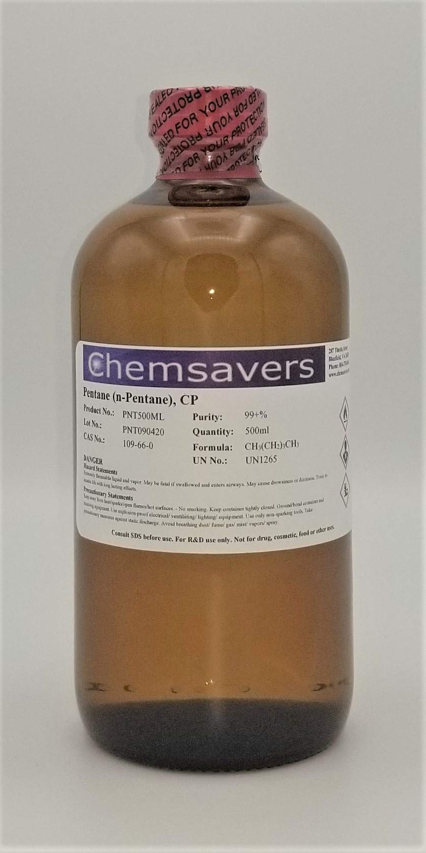 Pentane (n-Pentane), CP, 98+%, 500ml (16oz)