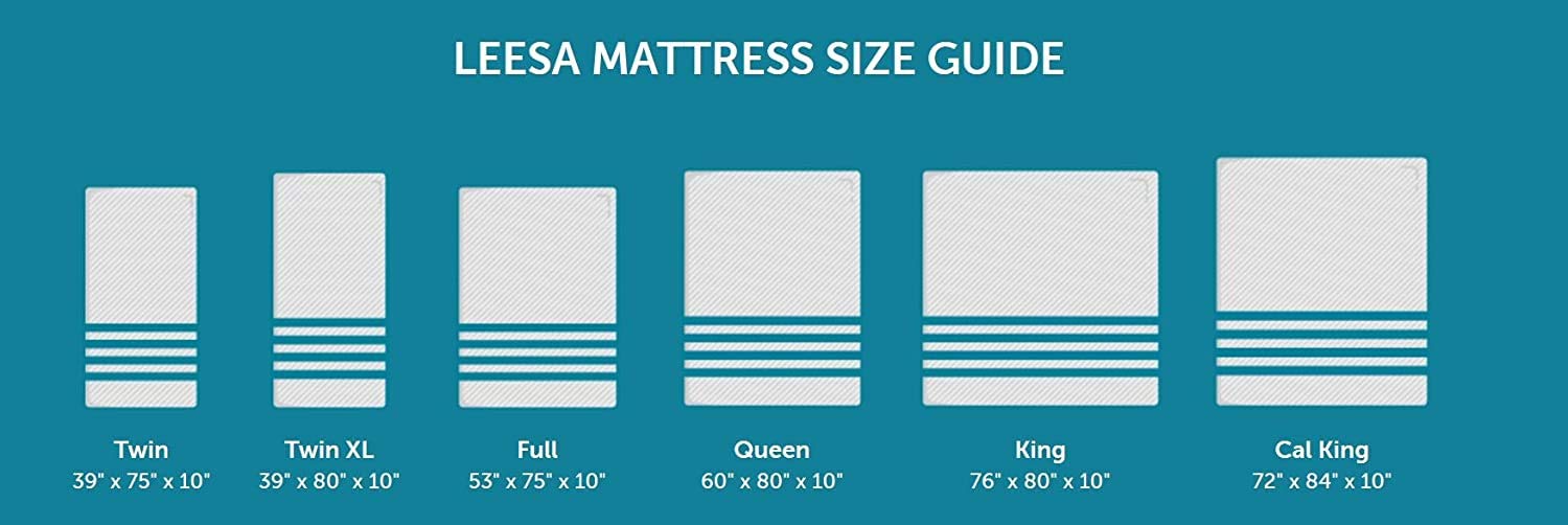 Leesa Original Foam 10" Mattress, Full Size, Cooling Foam and Memory Foam / CertiPUR-US Certified / 100-Night Trial, Grey