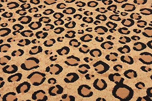 Unique Loom Wildlife Collection Area Rug - Leopard (5' 3" x 8' Rectangle, Light Brown/ Black)