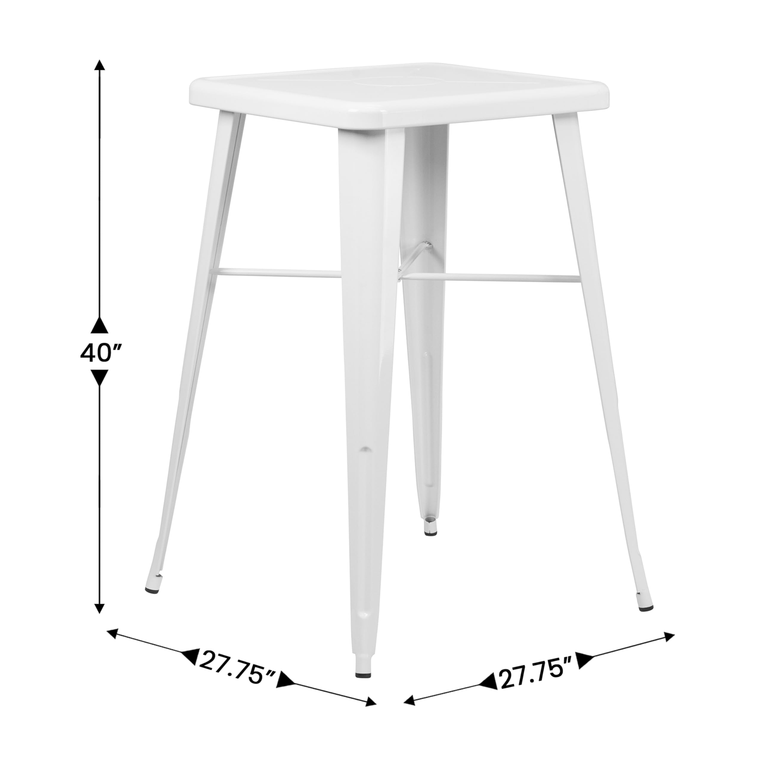 Flash Furniture Aaron Commercial Grade 23.75" Square White Metal Indoor-Outdoor Bar Height Table