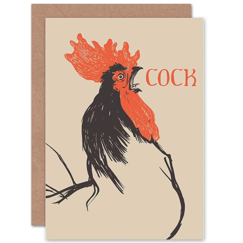 Wee Blue Coo Cock Rooster Adult Cheeky Fun Birthday Art Gift Sealed Greeting Card Plus Envelope Blank inside