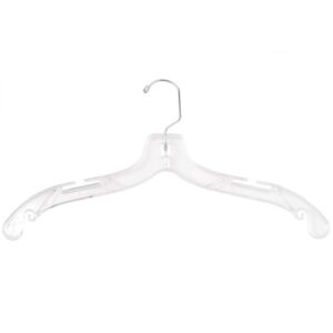 NAHANCO 900, Extra-Large Plastic Shirt/Dress Hanger, with Chrome Swivel Hook, Heavy Weight, 19", Clear (Pack of 100)