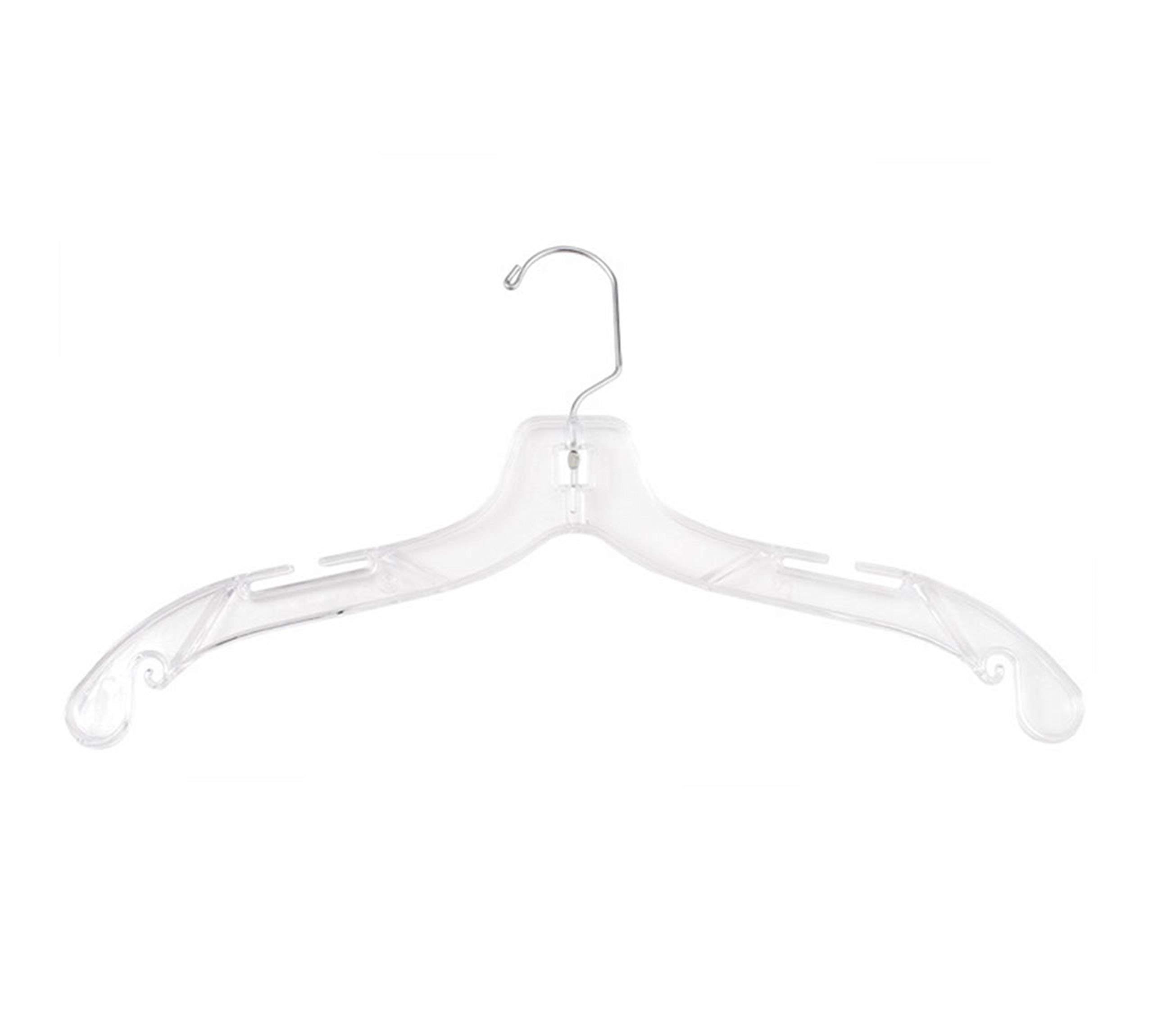 NAHANCO 900, Extra-Large Plastic Shirt/Dress Hanger, with Chrome Swivel Hook, Heavy Weight, 19", Clear (Pack of 100)