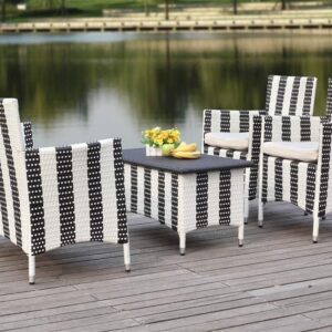 Safavieh Outdoor Collection Figueroa Black and White 4-Piece Patio Set