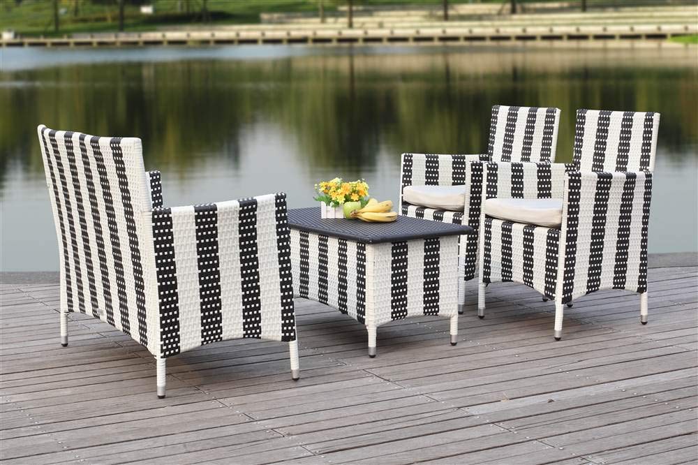 Safavieh Outdoor Collection Figueroa Black and White 4-Piece Patio Set