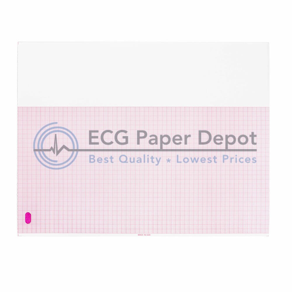 HP Compatible M3707A Generic ECG Paper 16 Pack, Z-Fold, Red Grid, 8.50" x 11"