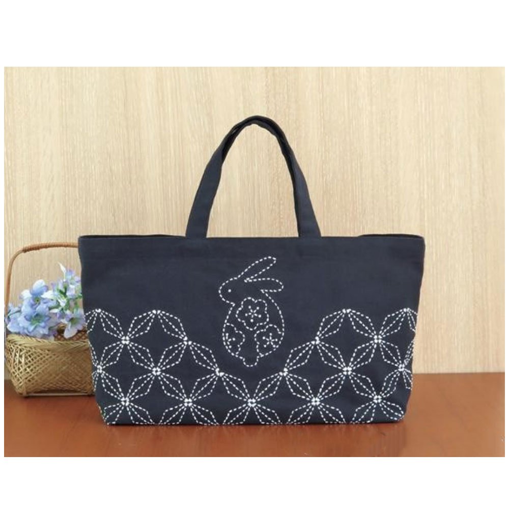 Olympus Thread SK310 Sashiko Kit, Mini Tote Bag, Rabbit and Hanabishi