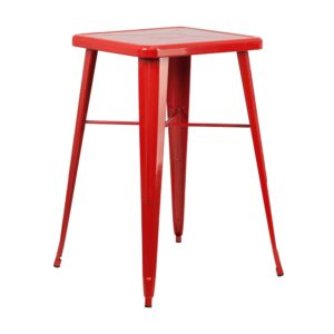 flash furniture aaron commercial grade 23.75" square red metal indoor-outdoor bar height table