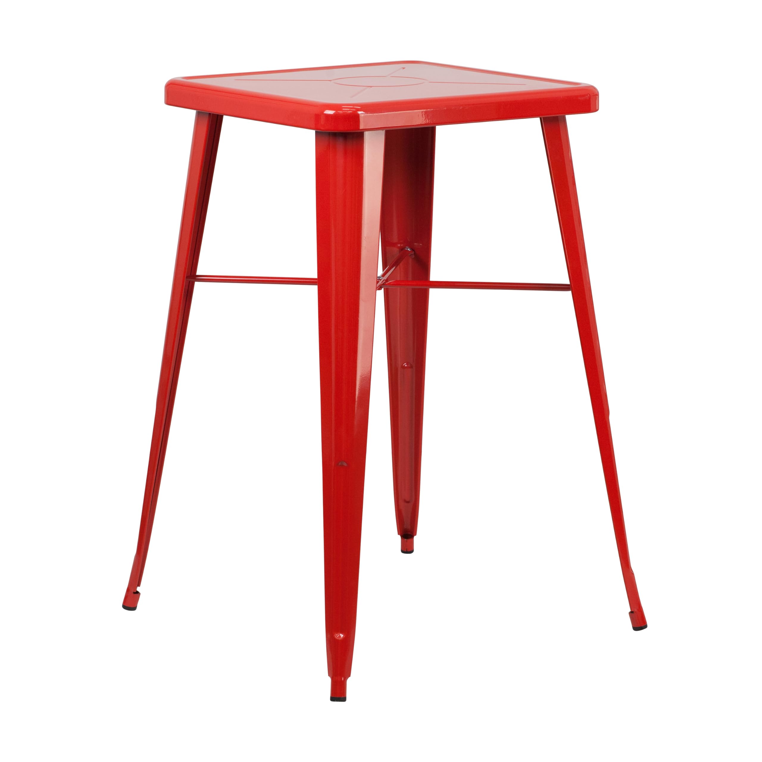 Flash Furniture Aaron Commercial Grade 23.75" Square Red Metal Indoor-Outdoor Bar Height Table