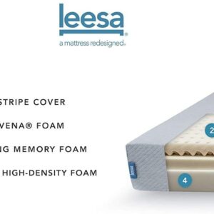 Leesa Original Foam 10" Mattress, Full Size, Cooling Foam and Memory Foam / CertiPUR-US Certified / 100-Night Trial, Grey