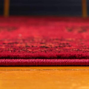 Unique Loom Tekke Collection Over-Dyed Saturated Traditional Torkaman Area Rug, 7 ft 0 in x 10 ft 0 in, Red/Black