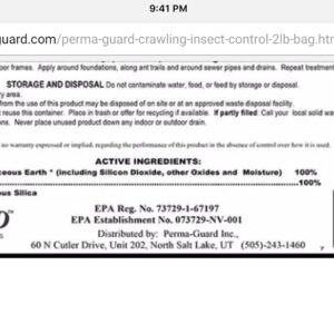 Perma Guard Crawling Insect Control Diatomaceous Earth Powder / 2 Pound Bag