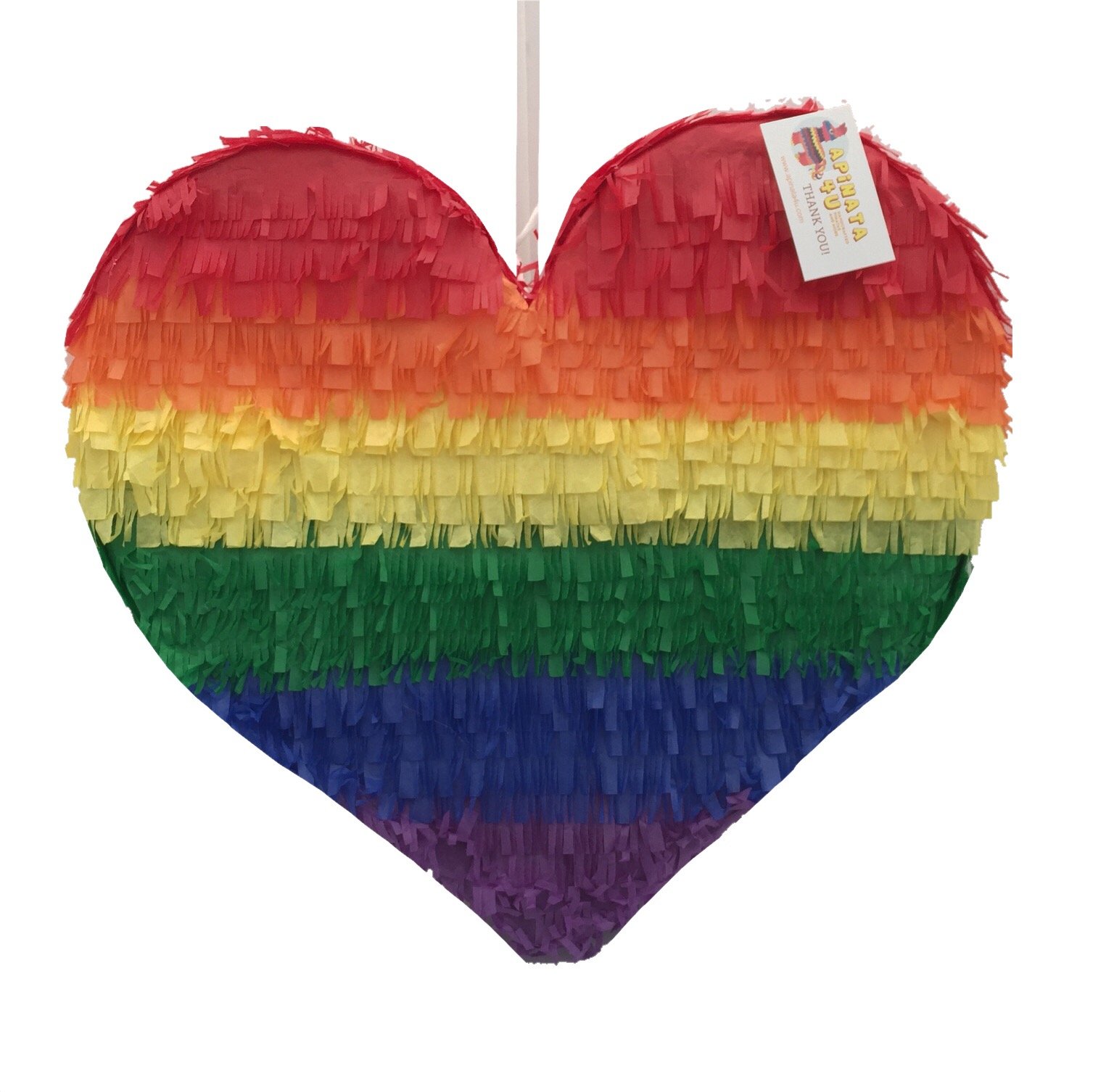 APINATA4U 17 Inches Rainbow Heart Piñata Great For Rainbow Themed Birthday Party Anniversary Wedding Bridal Shower