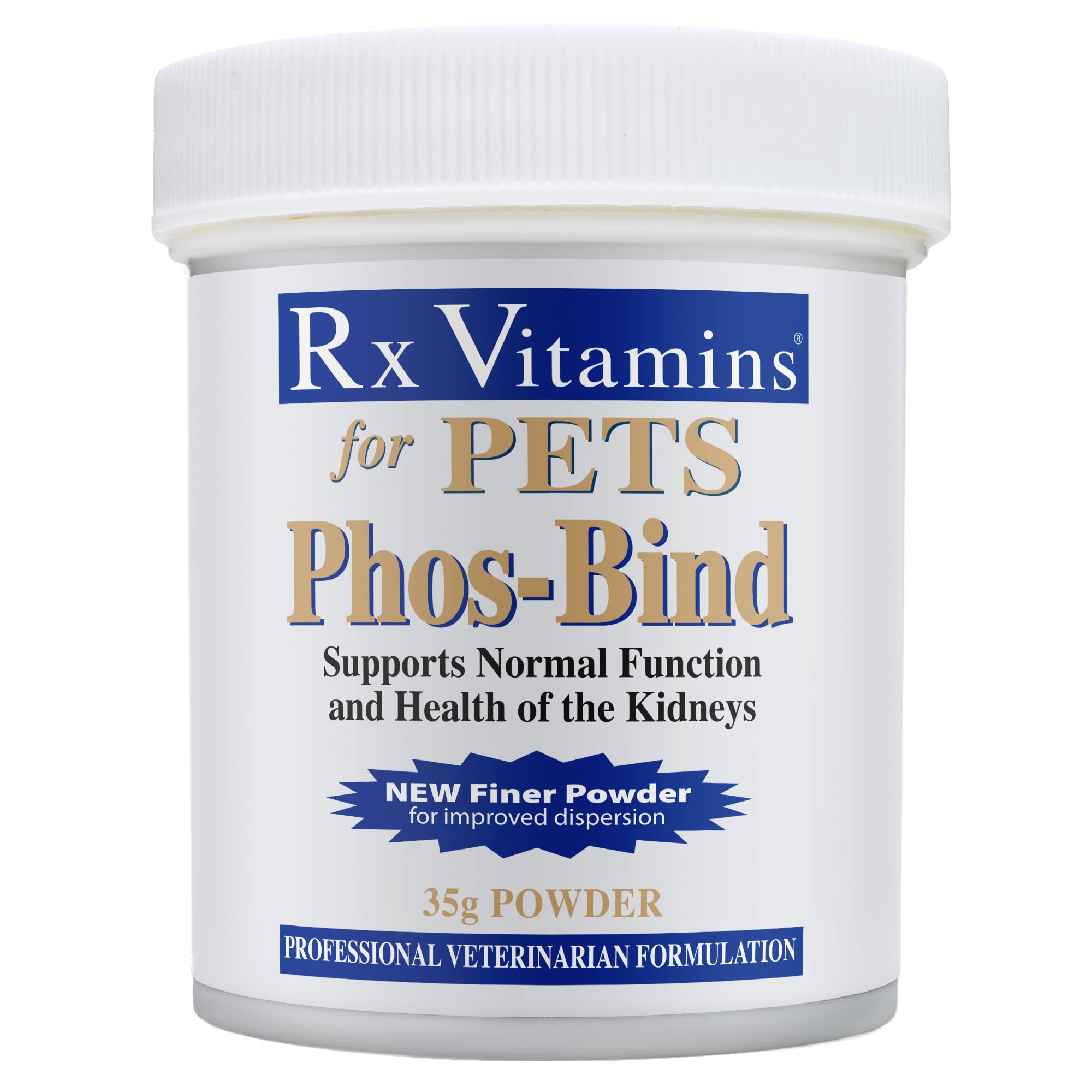 Rx Vitamins Phos-Bind - Kidney Support Supplement Powder - Phosphate Binder for Cats & Dogs for Kidney Health - Supports Normal Kidney Cleanse and Essential Kidney Care - 35g