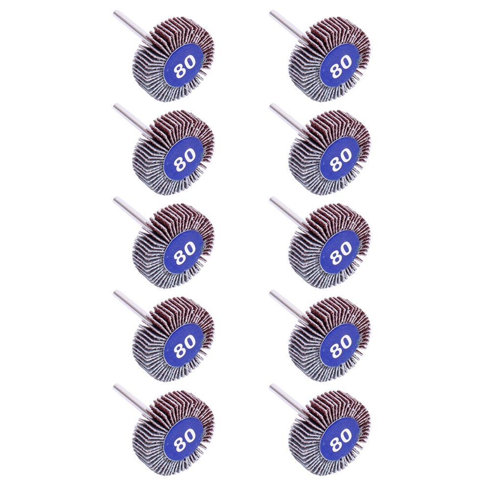 AUTOTOOLHOME 10 Pack Abrasive Flap Wheel Sander 80 Grit 1/8 inch Shank for Drill Grinding Polishing Sanding Wheels Rotary Tool