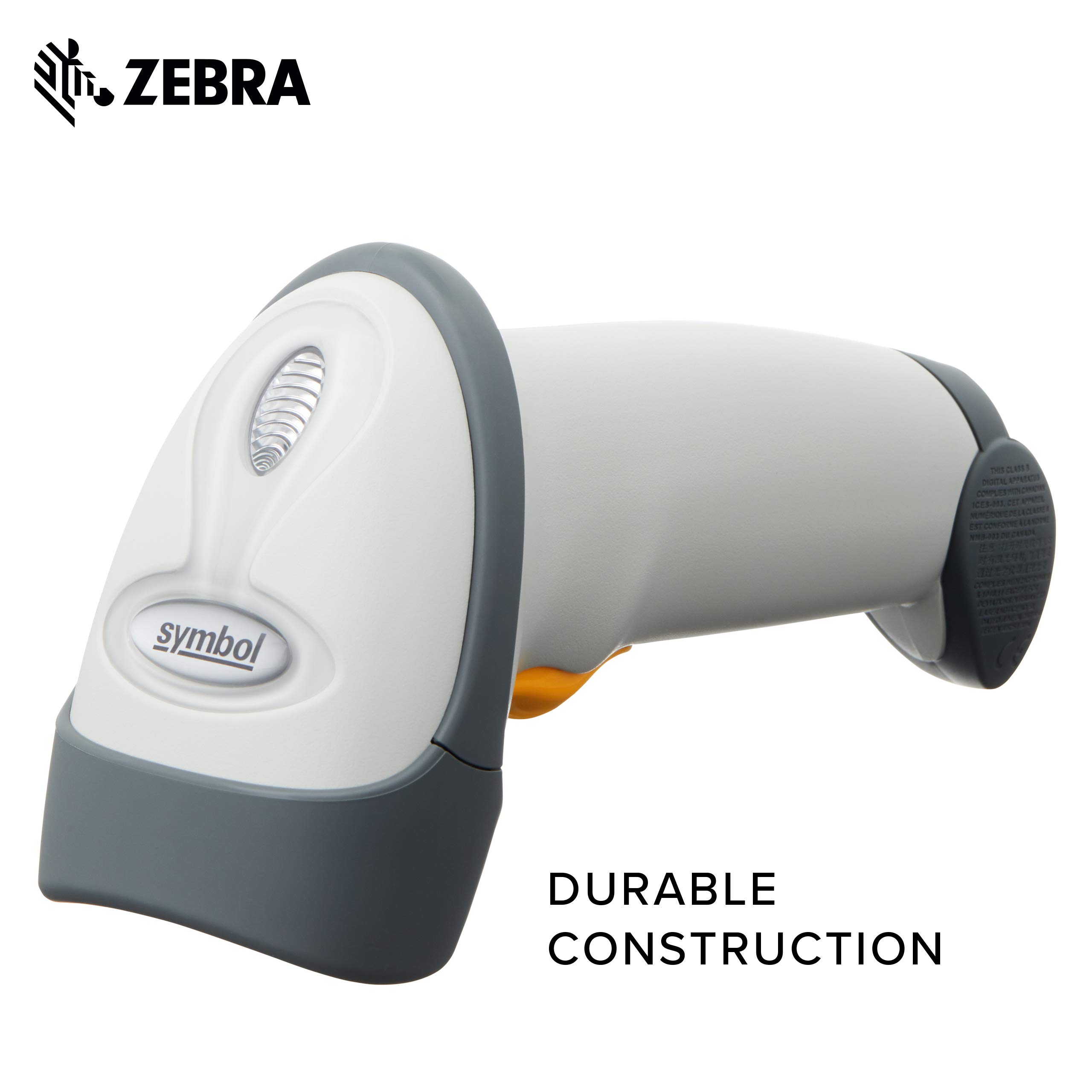 Zebra LS2208 Series Corded Handheld Standard Range Laser Scanner Kit with Gooseneck Stand and Cable Cash Register Featuring White Color Model Number LS2208-SR20001R-NA