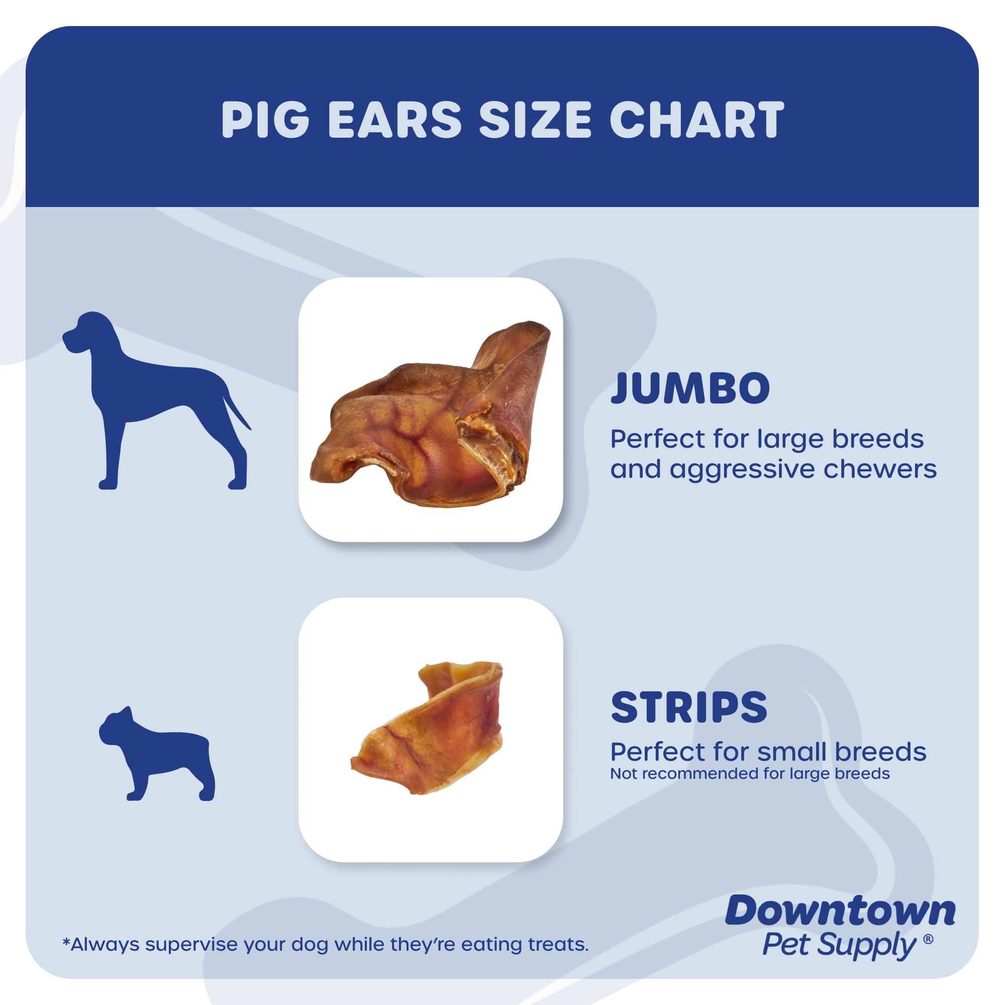 Downtown Pet Supply - Jumbo Pig Ears - Dog Dental Treats & Rawhide-Free Dog Chews - Healthy Coat & Skin Care, Cholesterol & Heart Health Dog Treats - Protein, Vitamins & Minerals - 20 Pack