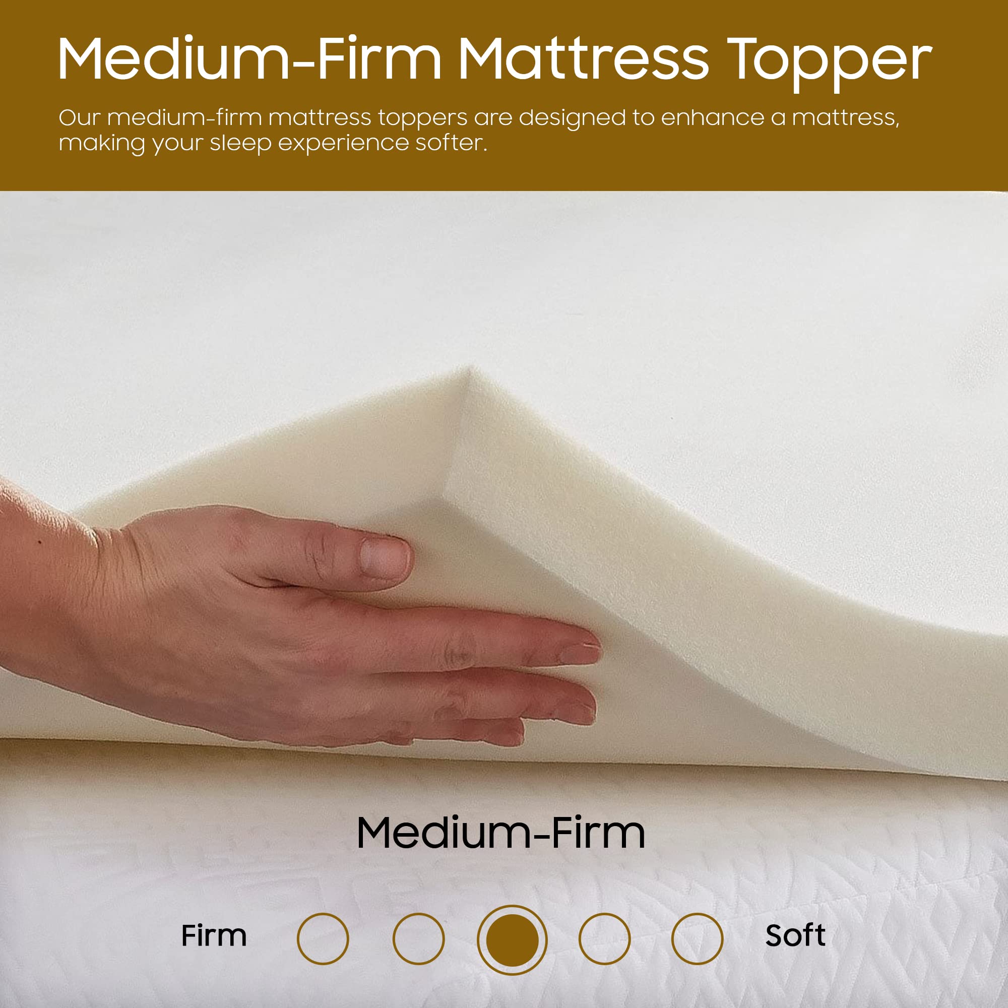 Continental Sleep Cool Gel Foam Topper, Adds Comfort to Mattress, Full Size, Yellow