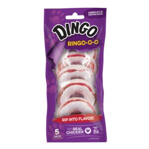 dingo ringo-o-o 5 count, ring-shaped, rawhide chew for all dogs