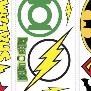 RoomMates RMK2749SCS DC Superhero Logos Peel and Stick Wall Decals 16 count