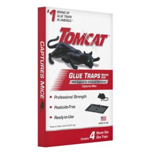 Tomcat Mouse Trap with Immediate Grip Glue for Mice, Cockroaches, and Spiders, Ready-to-Use, 2-Pack (8 Glue Traps)