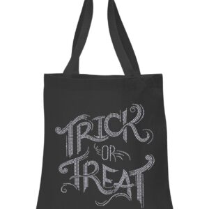 CrystalsRus Black Trick or Treat Halloween Rhinestone Tote bag Trick or Treat Tote bag party gift sweet bag fancy dress ghost