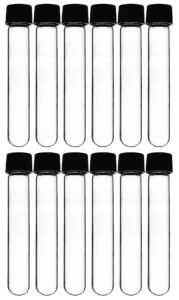 eisco 12pk test tubes, 30ml - bakelite screw cap with rubber liner - borosilicate 3.3 glass - 3.9" x 1" - round bottom - leak proof