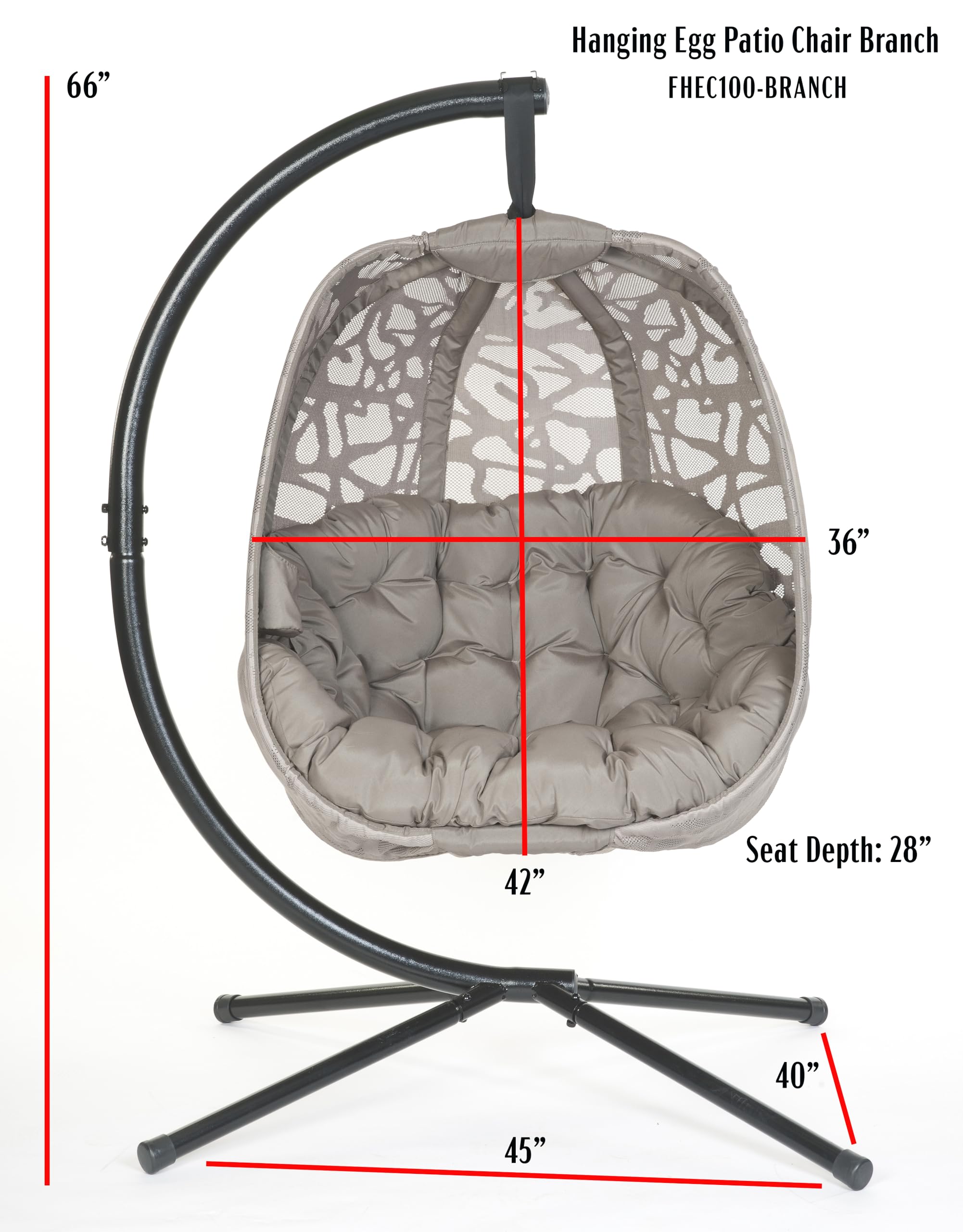 FlowerHouse Hanging Patio Egg Chair, Bark