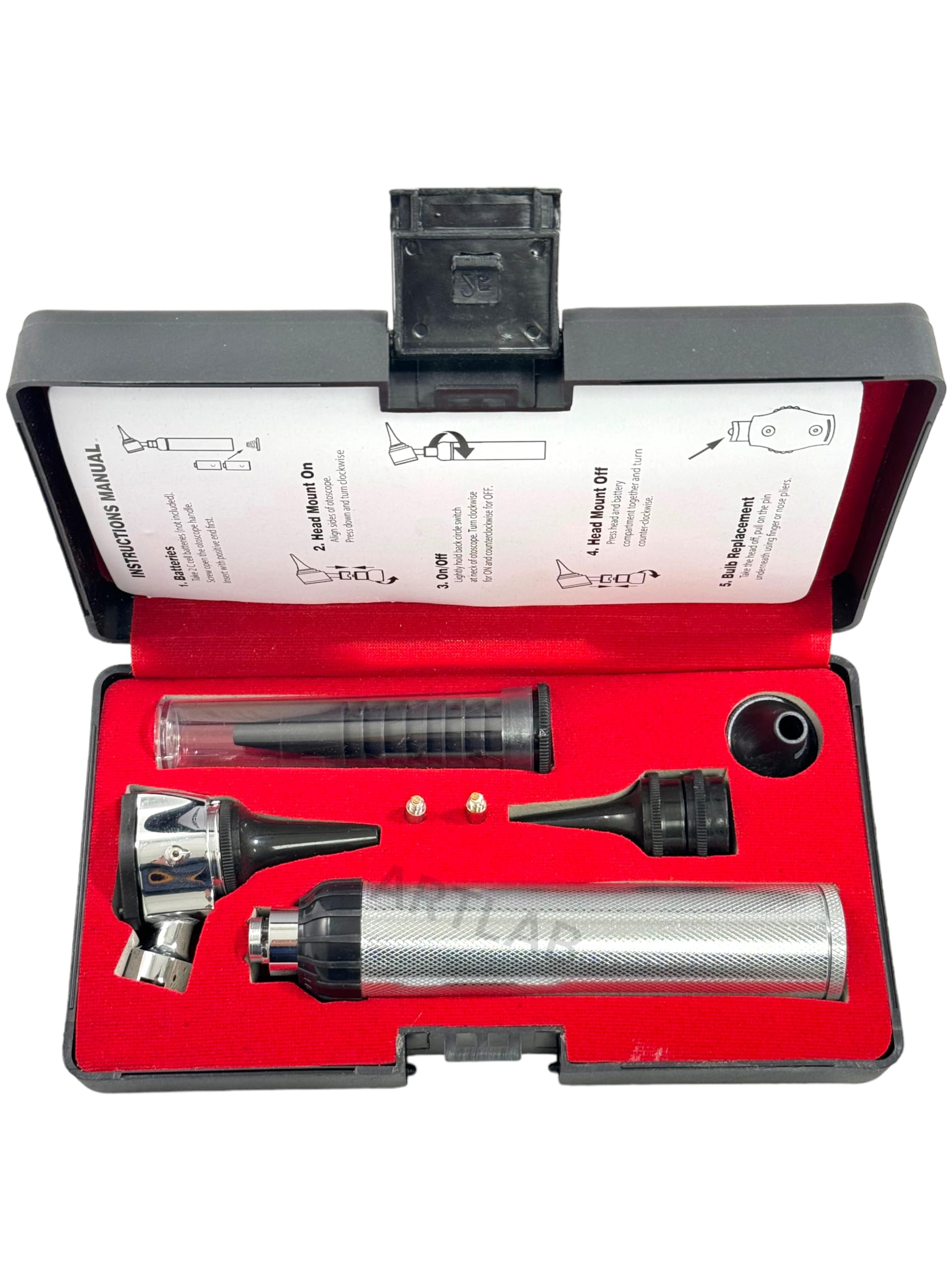 New SYNAMED USA 3.2V Otoscope Set Includes Set of Disposable Specula Adaptor and 3 Sizes of reuseable Specula Plus Hard CaseCase + 2FREE Bulb (CYNAMED Brand